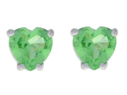 2 Ct Green Sapphire Heart Stud Earrings .925 Sterling Silver