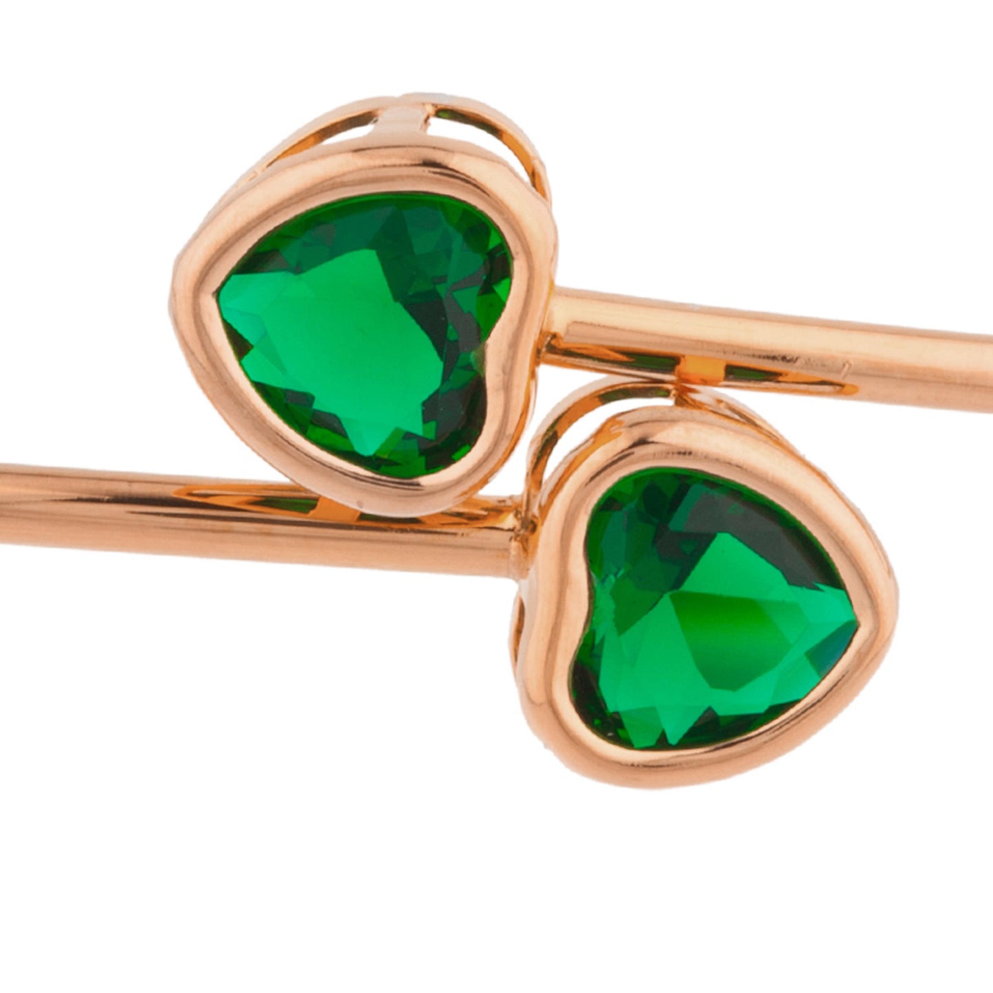 14Kt Rose Gold Plated Emerald Heart Bezel Bangle Bracelet