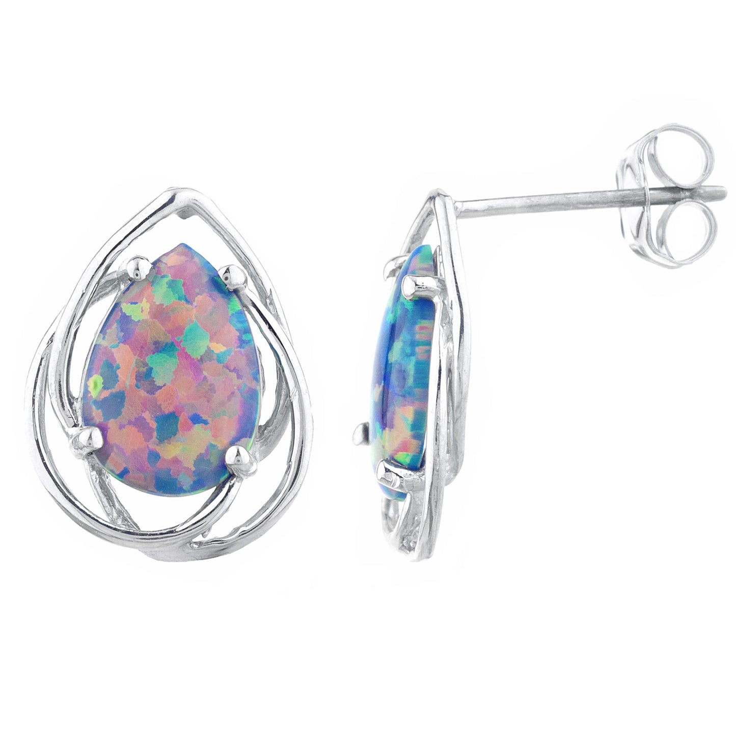 14Kt Gold Black Opal Pear Teardrop Design Stud Earrings