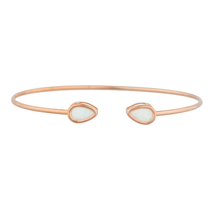 14Kt Gold Opal Pear Bezel Bangle Bracelet