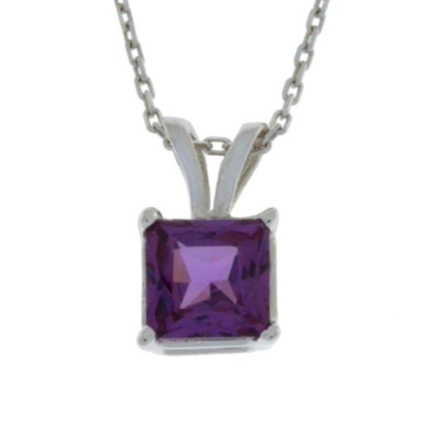 14Kt Gold Alexandrite Princess Cut Pendant Necklace