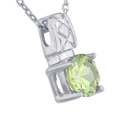 1 Ct Peridot Round Design Pendant .925 Sterling Silver