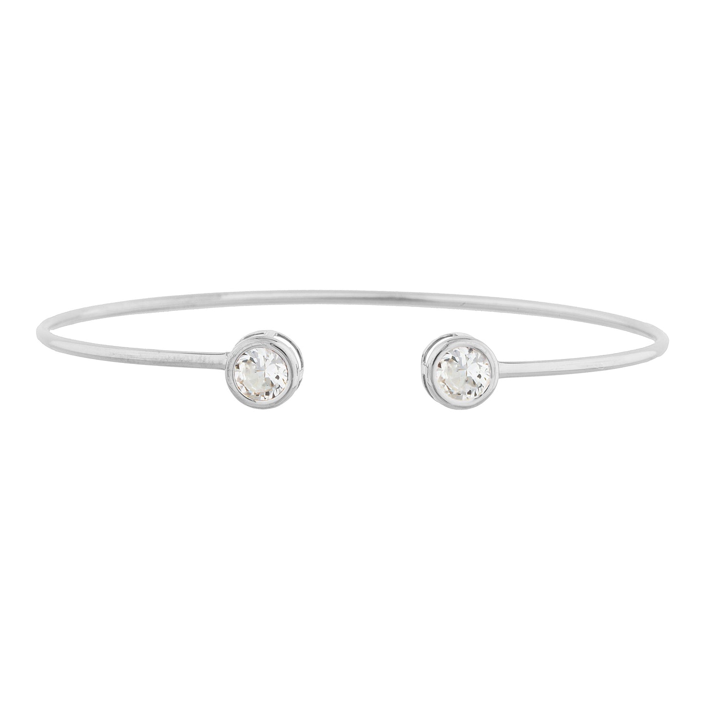 14Kt Gold Zirconia Round Bezel Bangle Bracelet