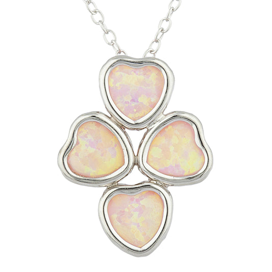 Pink Opal Heart Bezel Pendant .925 Sterling Silver