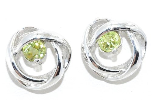 3mm Peridot Round Stud Earrings .925 Sterling Silver