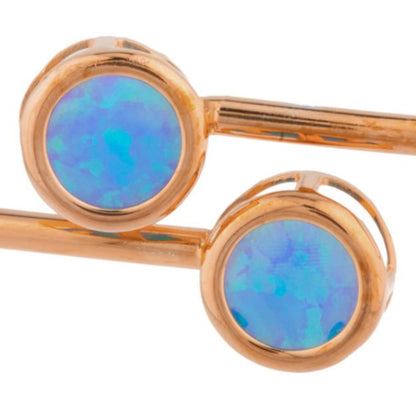 14Kt Rose Gold Plated Blue Opal Round Bezel Bangle Bracelet