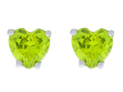 2 Ct Peridot Heart Stud Earrings 14Kt White Gold