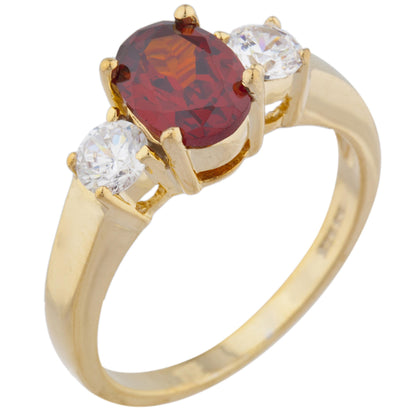 14Kt Gold 2 Ct Garnet & Zirconia Oval Ring