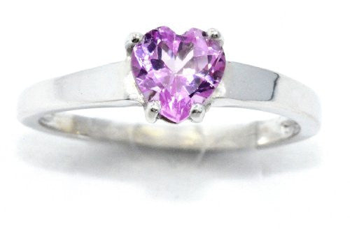 1 Ct Amethyst Heart Ring .925 Sterling Silver Rhodium Finish