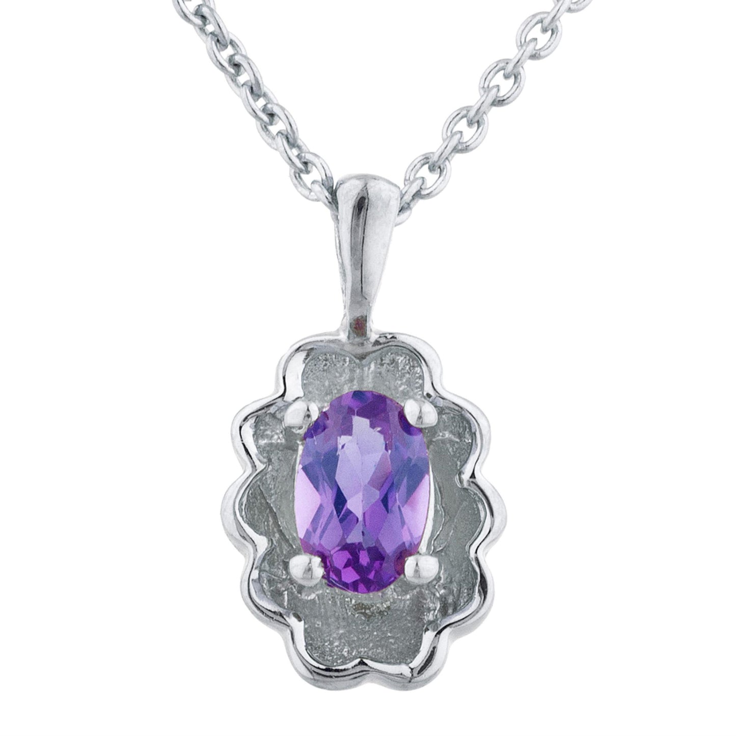 0.50 Ct Amethyst Oval Design Pendant .925 Sterling Silver