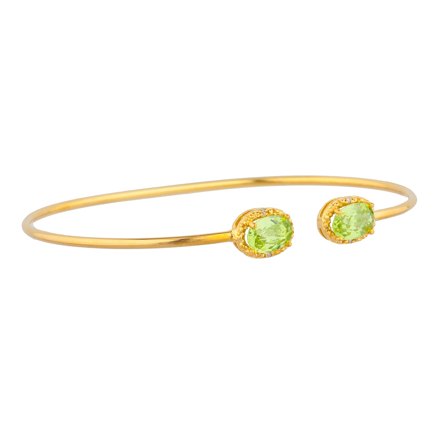 14Kt Gold Peridot & Diamond Oval Bangle Bracelet