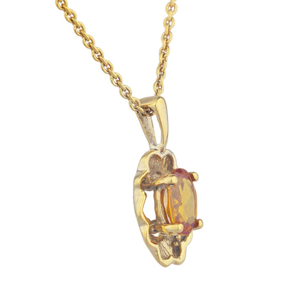 14Kt Yellow Gold Plated Orange Citrine Oval Design Pendant