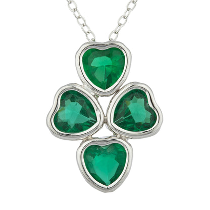 Emerald Heart Bezel Pendant .925 Sterling Silver