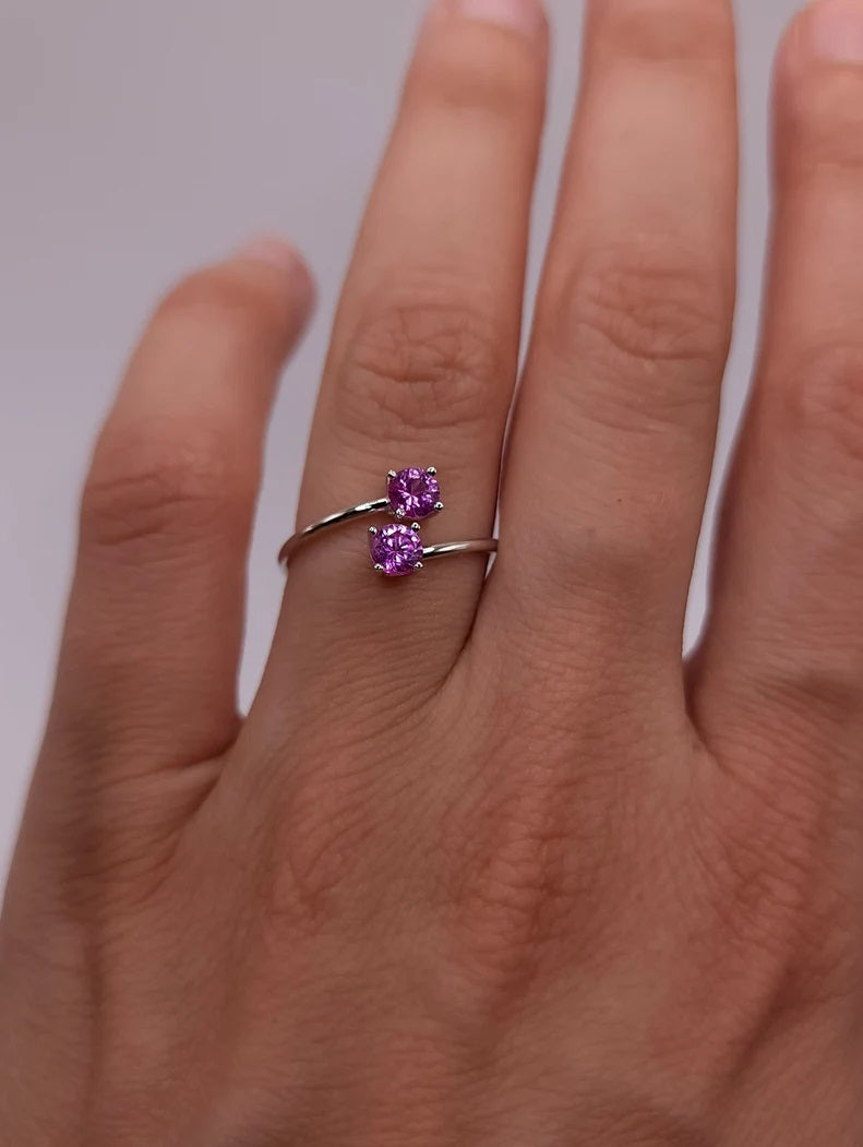 14Kt Gold 2 Stone Pink Sapphire Ring