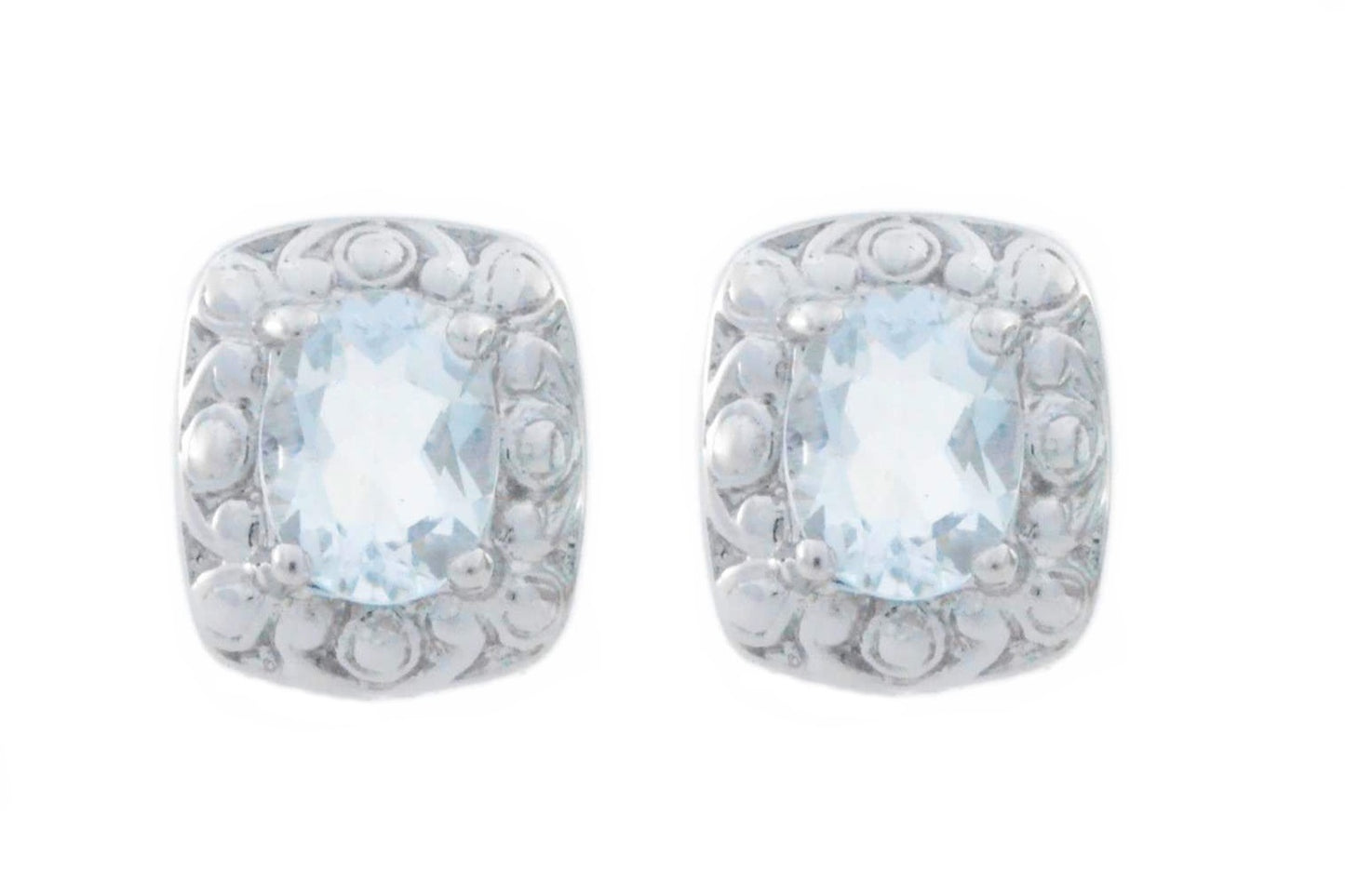 3 Ct Genuine Aquamarine Oval Stud Earrings .925 Sterling Silver