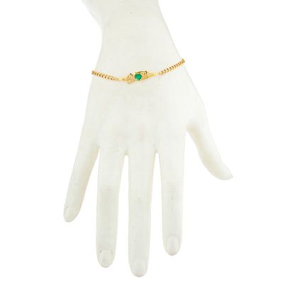 Simulated Emerald & Diamond Heart Mom Bracelet 14Kt Yellow Gold Plated Over .925 Sterling Silver