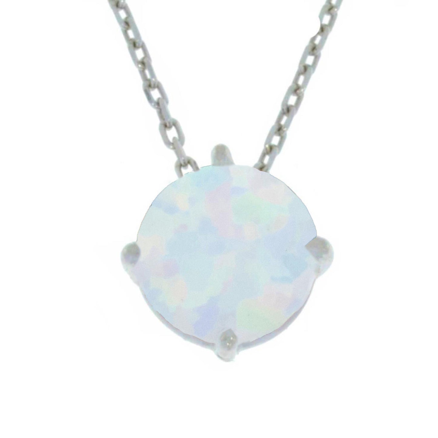 14Kt Gold Opal Round Pendant Necklace