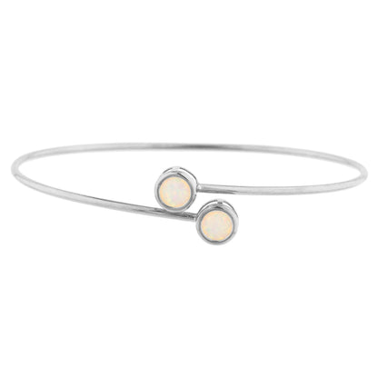 14Kt Gold Opal Round Bezel Bangle Bracelet