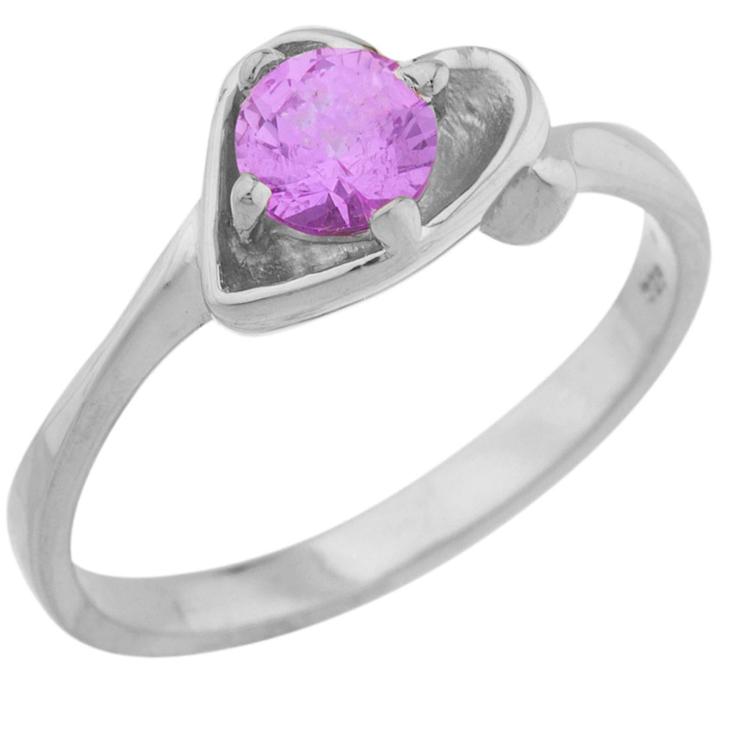 14Kt Gold Pink Sapphire Round Heart Ring