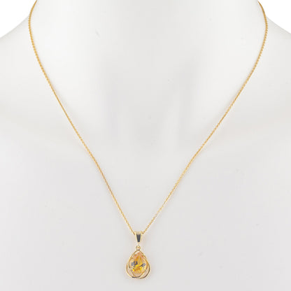 14Kt Yellow Gold Plated Yellow Citrine Pear Teardrop Design Pendant