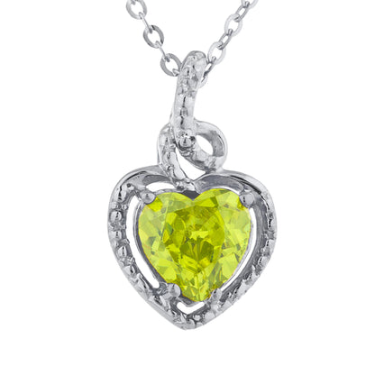 14Kt Gold Peridot Heart Design Pendant Necklace