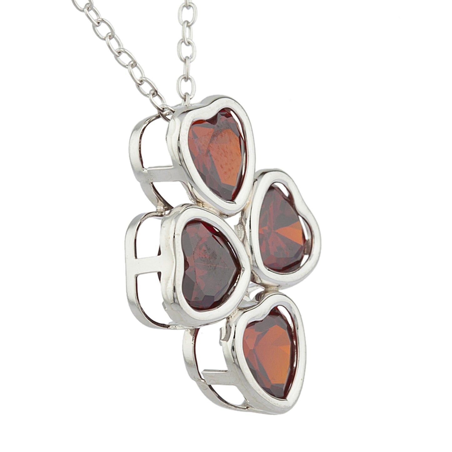 Garnet Heart Bezel Pendant .925 Sterling Silver