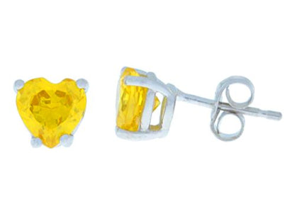 2 Ct Citrine Heart Stud Earrings 14Kt White Gold