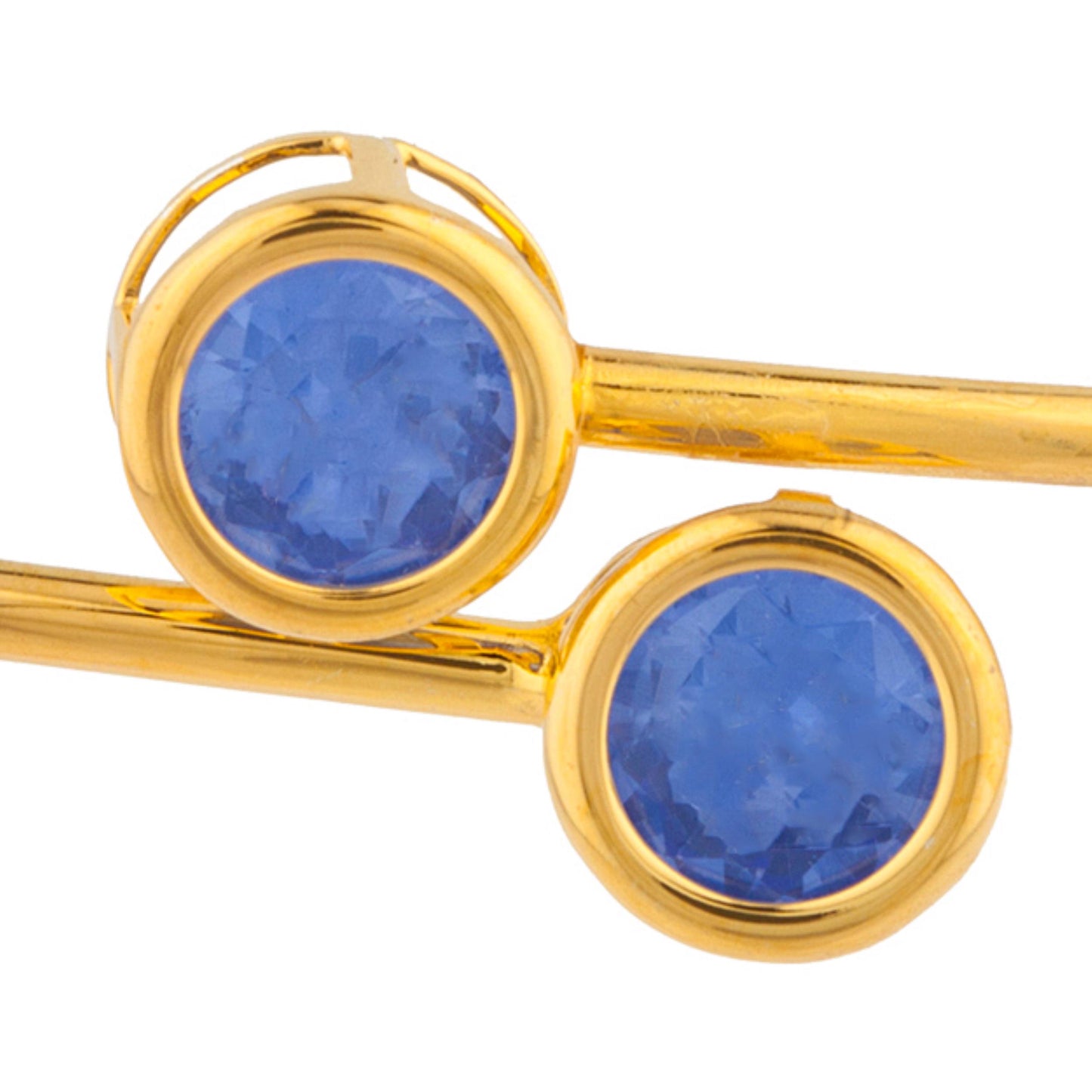 14Kt Yellow Gold Plated Tanzanite Round Bezel Bangle Bracelet