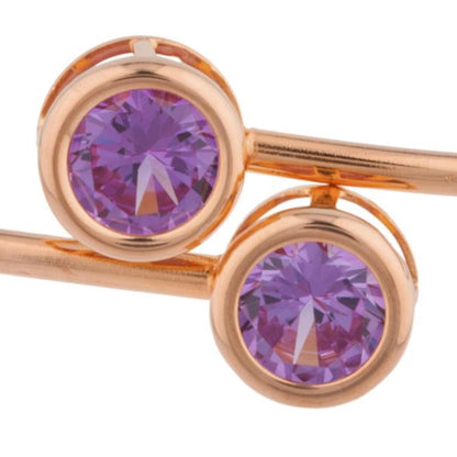 14Kt Rose Gold Plated Alexandrite Round Bezel Bangle Bracelet