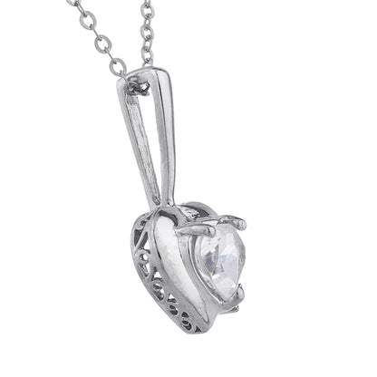 Zirconia & Diamond Heart Pendant .925 Sterling Silver