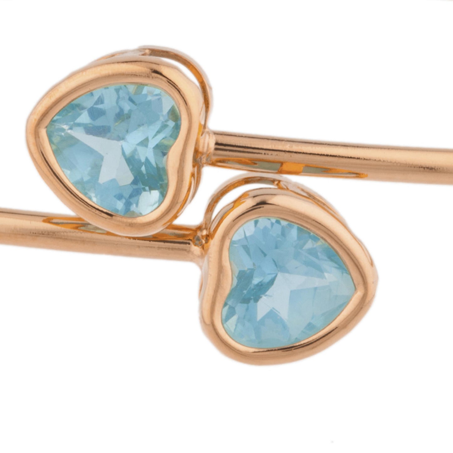 14Kt Rose Gold Plated Blue Topaz Heart Bezel Bangle Bracelet