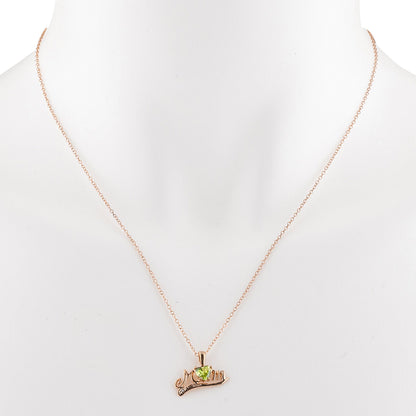 14Kt Gold Peridot & Diamond Heart Mom Pendant Necklace