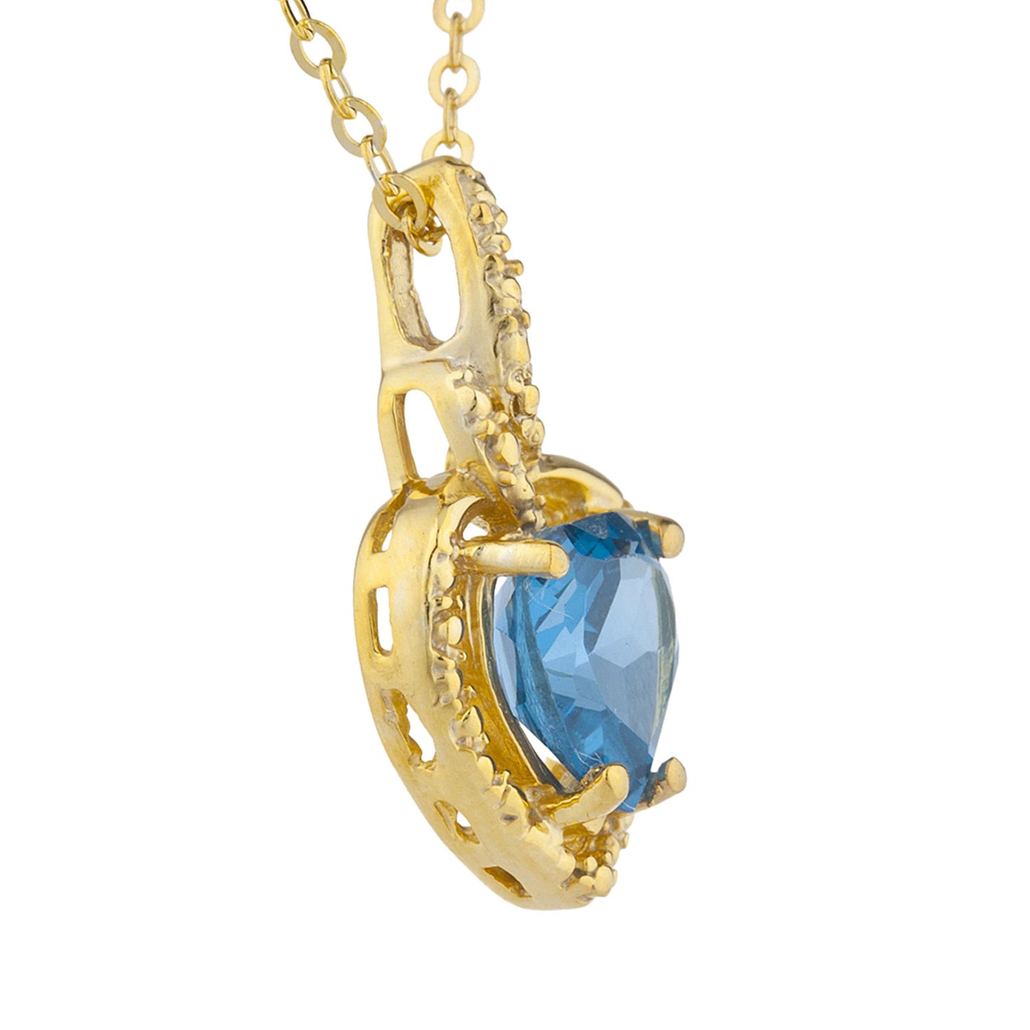 14Kt Yellow Gold Plated London Blue Topaz Heart Design Pendant