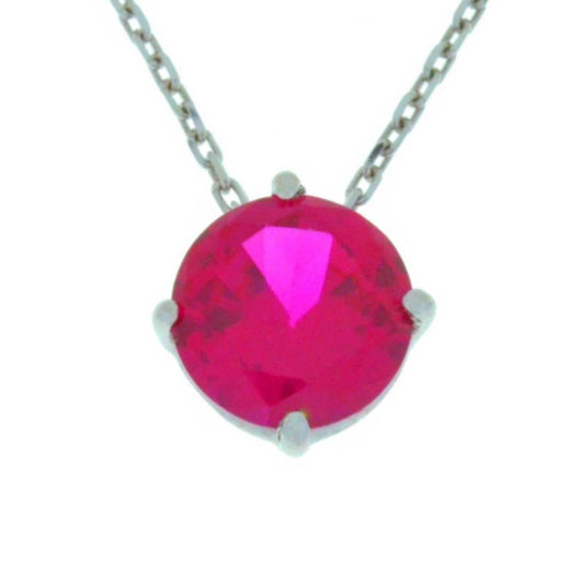 14Kt Gold Created Ruby Round Pendant Necklace