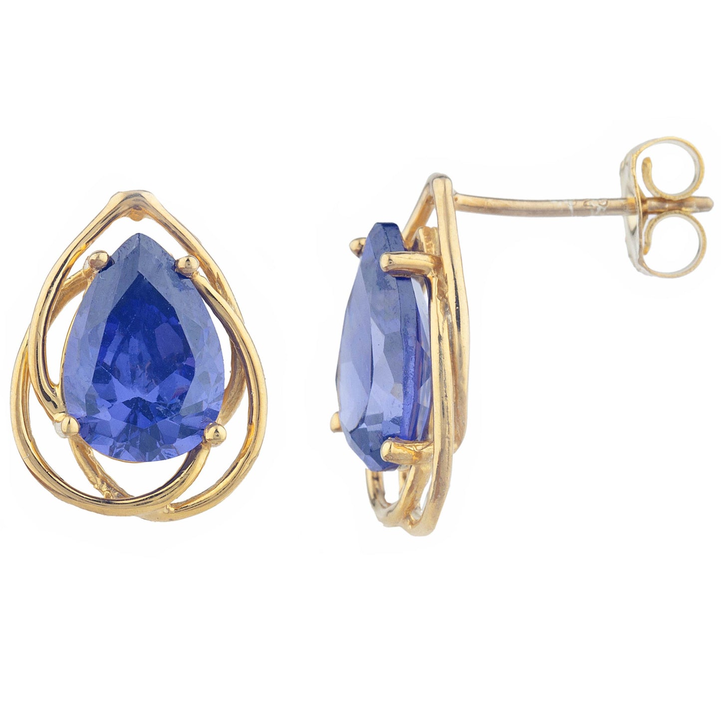 14Kt Gold 4 Ct Tanzanite Pear Teardrop Design Stud Earrings