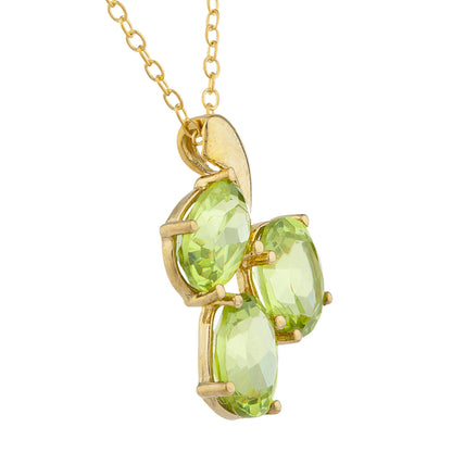 14Kt Yellow Gold Plated Peridot Oval Design Pendant