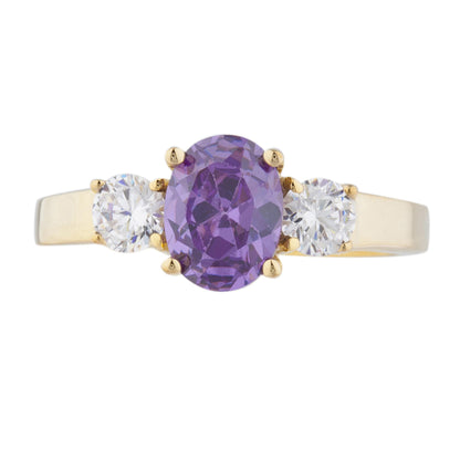 14Kt Gold 2 Ct Amethyst & Zirconia Oval Ring