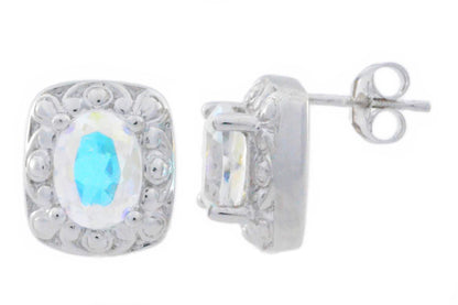 3 Ct Mercury Mist Mystic Topaz Oval Stud Earrings .925 Sterling Silver