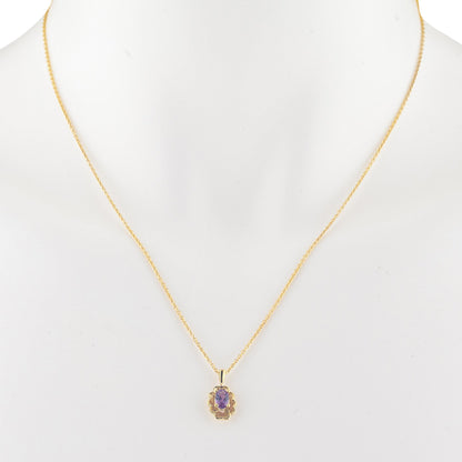 14Kt Yellow Gold Plated Amethyst Oval Design Pendant