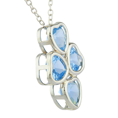 Swiss Blue Topaz Heart Bezel Pendant .925 Sterling Silver