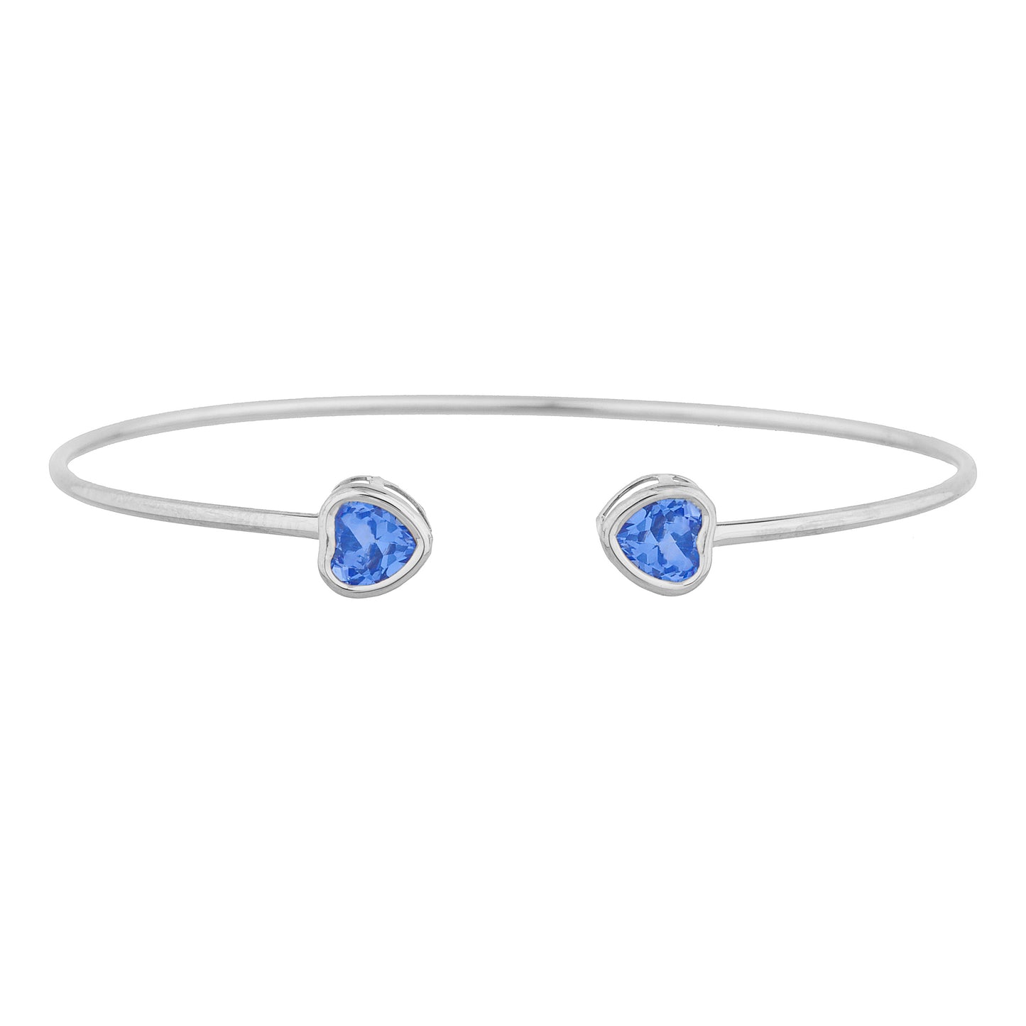 2 Ct Tanzanite Heart Bezel Bangle Bracelet .925 Sterling Silver