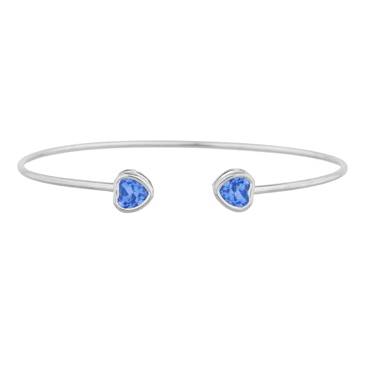 2 Ct Tanzanite Heart Bezel Bangle Bracelet .925 Sterling Silver