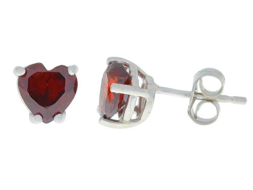 2 Ct Garnet Heart Stud Earrings 14Kt White Gold