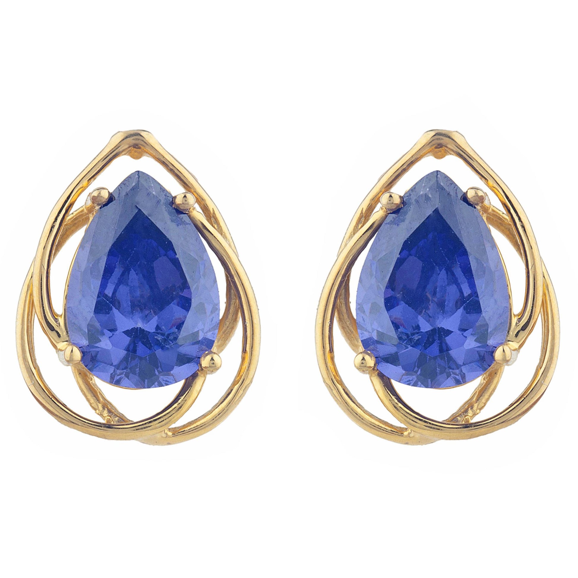 14Kt Gold Ct Tanzanite Pear Teardrop Design Stud Earrings