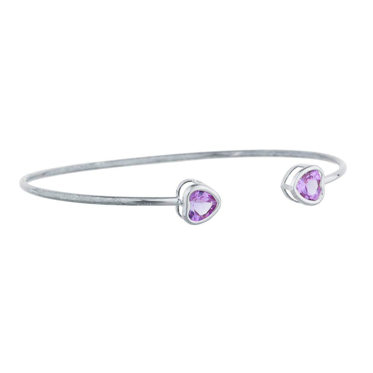 2 Ct Alexandrite Heart Bezel Bangle Bracelet .925 Sterling Silver