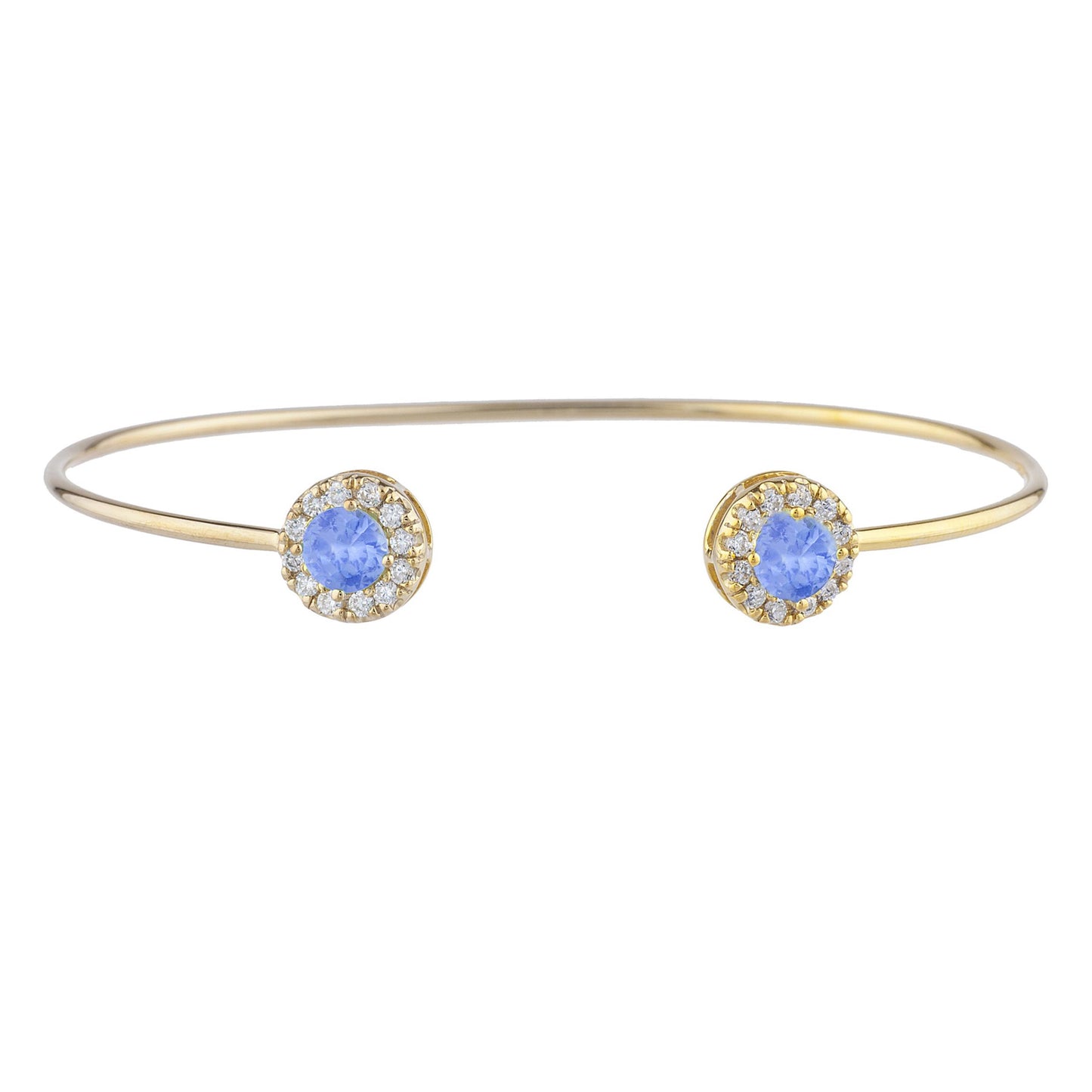 1 Ct Tanzanite Halo Design Round Bangle Bracelet 14Kt Yellow Gold Rose Gold Silver