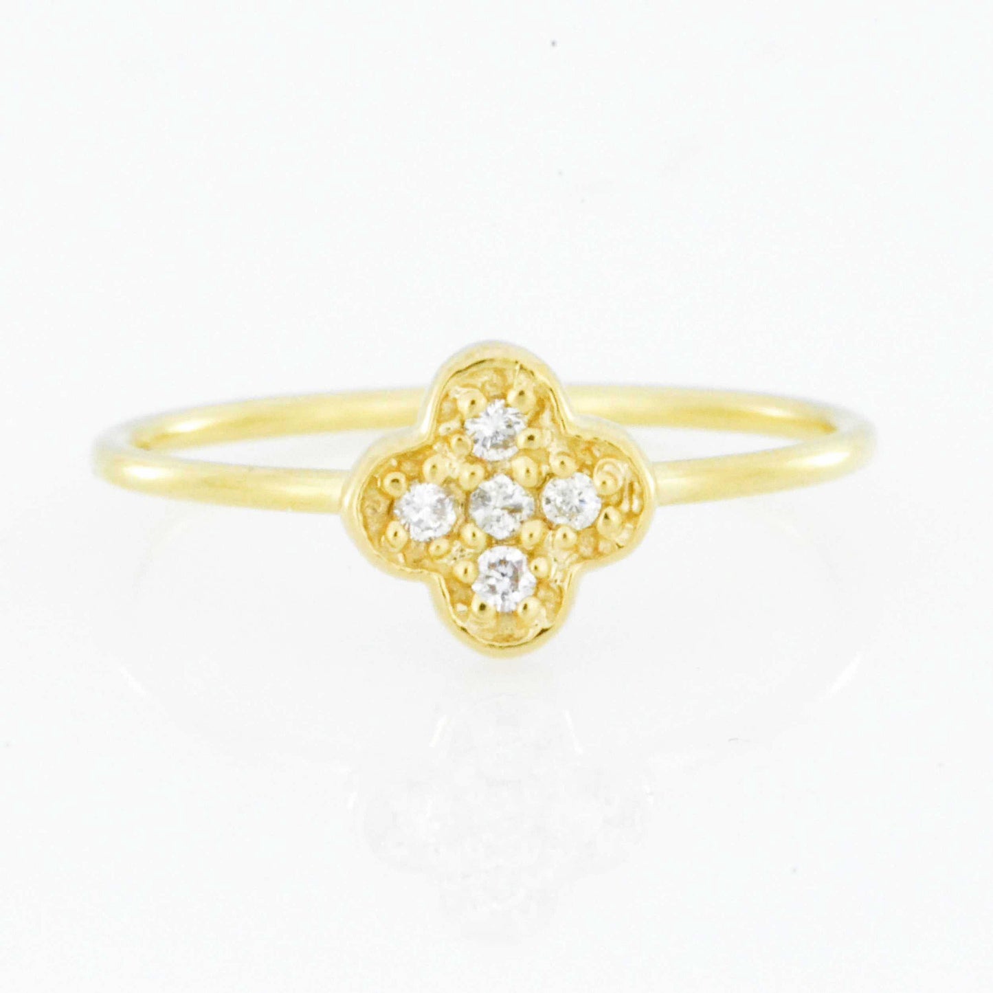 14Kt Gold Genuine Natural Diamond Clover Ring