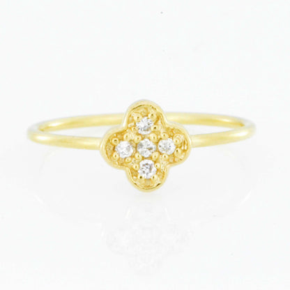 14Kt Gold Genuine Natural Diamond Clover Ring