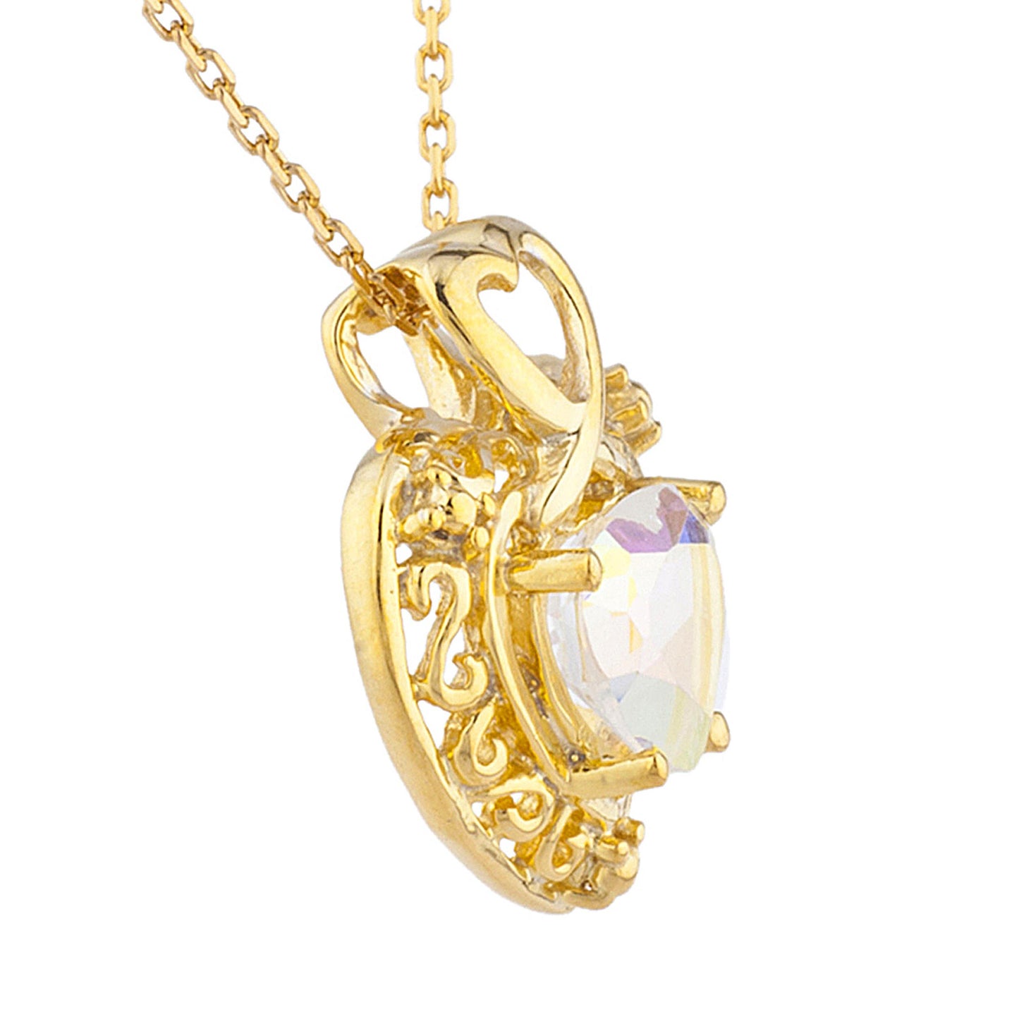 14Kt Yellow Gold Plated Natural Mercury Mist Mystic Topaz Heart Design Pendant