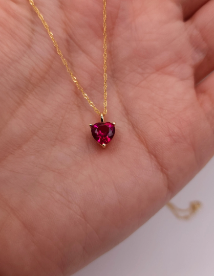 14Kt Gold Ruby Heart Pendant Necklace